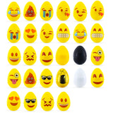Express Yourself: Set of 24 Facial Expressions Eggs + 1 Gold, 1 Black, 1 White & 1 Yellow Plastic Easter Eggs in Yellow color, Oval shape