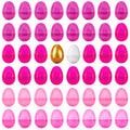 Set of 46 Pink Plastic Eggs, 1 White Egg, and 1 Gleaming Golden Easter Egg in Pink color Oval