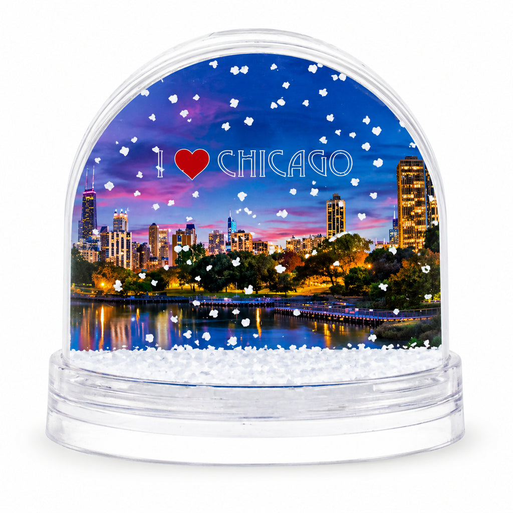 Chicago Clear Acrylic Plastic Snow Water Globe Picture Frame in Clear color