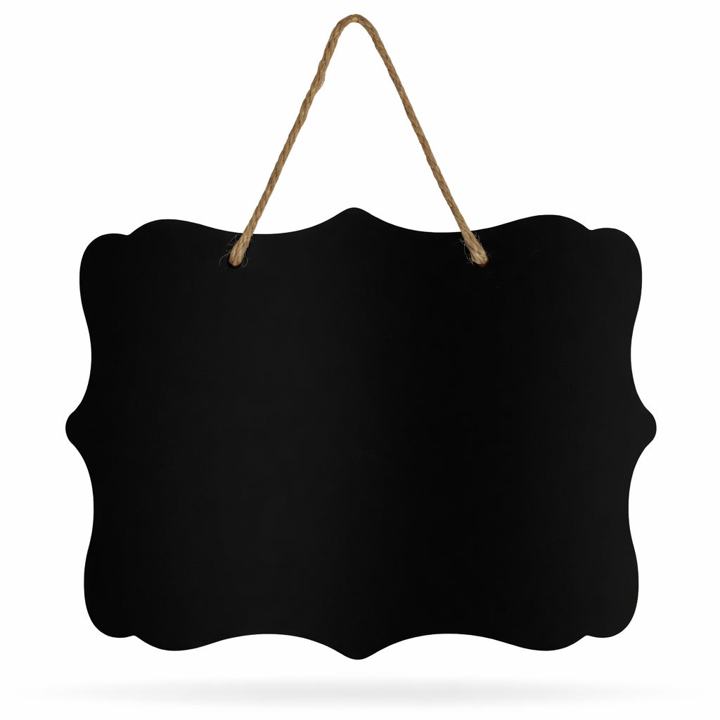 Hanging Chalkboard Sign Erasable Blackboard with Rope for Home Decor Display 10 Inch Wide in Black color