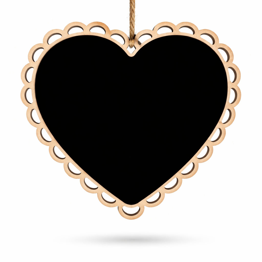 Heart Shaped Chalkboard Wall Sign Wooden Hanging Erasable Blackboard for Decor and Display 6 Inch Wide in Black color Heart