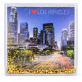Los Angeles Skyline Clear Acrylic Square Water Globe Picture Frame in Black color Square