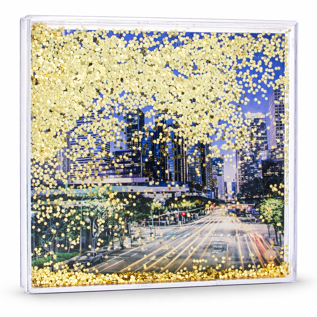 Los Angeles Skyline Clear Acrylic Square Water Globe Picture Frame