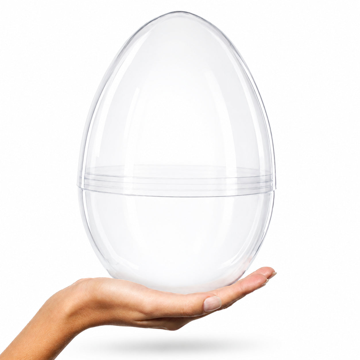 Set of 2 Giant Transparent Jumbo Size Clear Plastic Easter Eggs 10 InchesChina , dimensions in inches: 10 x 7.1 x 7.1
