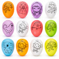 Set of 12 Colorful Printed Solid Plastic Easter Eggs 2.35 Inches DIY Coloring in Multi color Oval