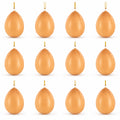 Set of 12 Brown Solid Plastic Easter Egg Ornaments 5.15 Inches in Brown color Oval