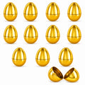 Set of 12 Very Shiny Golden Plastic Easter Eggs, 2.25 Inches in Gold color Oval