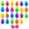 Set of 24 Colorful Zebra Print Fillable Plastic Easter Eggs 2.25 Inches in Multi color Oval