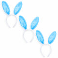 Set of 3 Costume Bunny Ear Headbands in Bright Blue, Each 11.7 Inches in Blue color