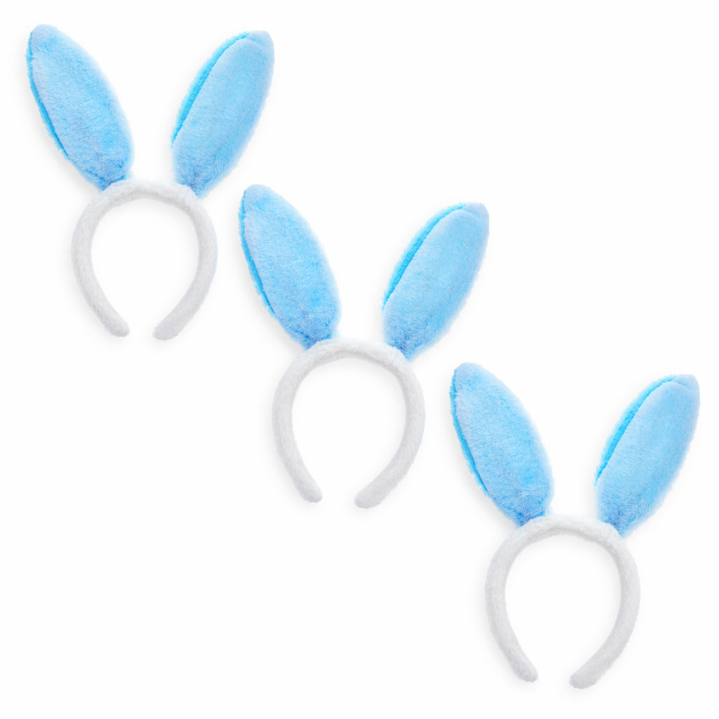 Set of 3 Costume Bunny Ear Headbands in Bright Blue, Each 11.7 InchesChina , dimensions in inches: 11.7 x 11.7 x 4.6