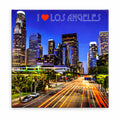 I Love Los Angeles Souvenir Fridge Magnet in Blue color Square