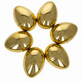 Set of 6 Large Size Very Shiny Golden Plastic Easter Eggs 4 Inches in Gold color Oval