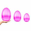 Set of 3 Giant Plastic Easter Eggs One Jumbo and Two Large, 10 Inches in Pink color Oval