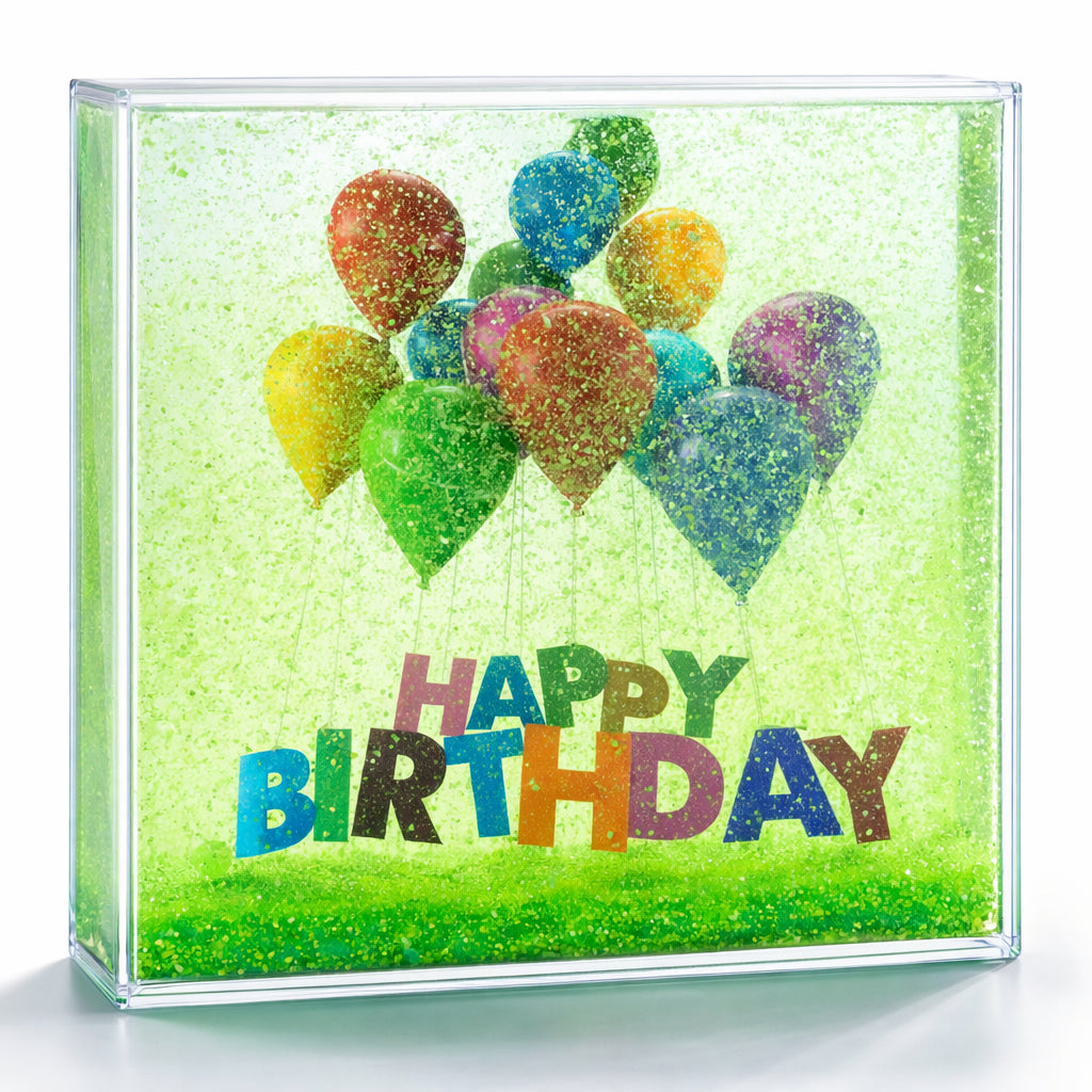 Square Clear Plastic Glitter Water Picture FrameChina , dimensions in inches: 4.3 x 0.9 x 4.3