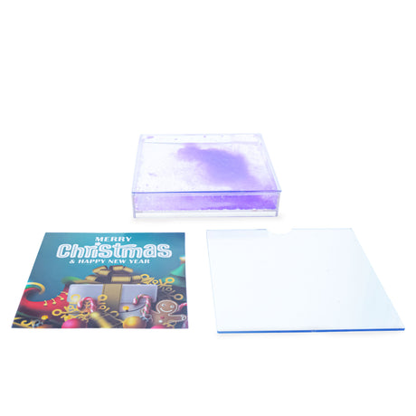 Clear Plastic Glitter Water Picture Frame , dimensions in inches: 4.35 x 0.9 x 4.35