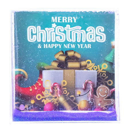 Clear Plastic Glitter Water Picture Frame in Clear color Square