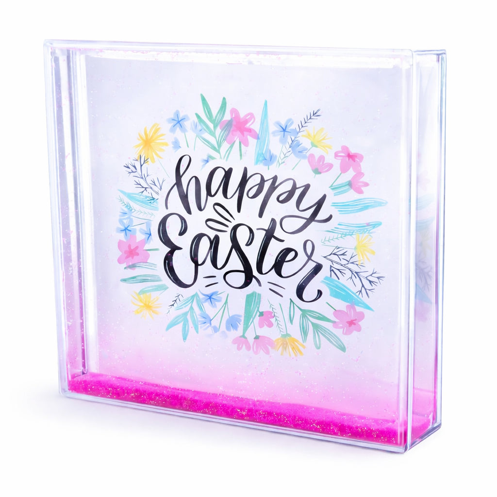 Square Glitter Water Picture FrameChina , dimensions in inches: 4.4 x 0.9 x 4.3