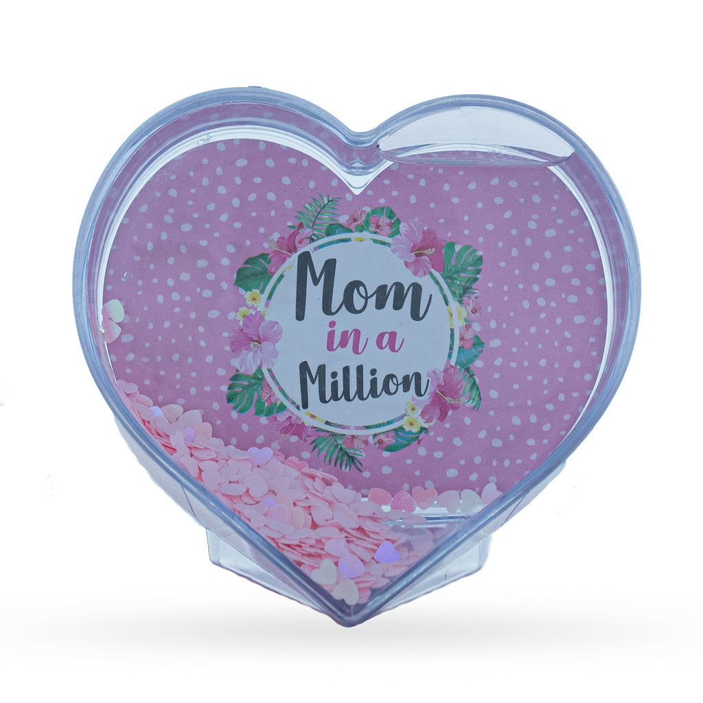 Plastic Mother's Day Love in a Heart: Clear Plastic Water Globe Picture Frame in Clear color Heart