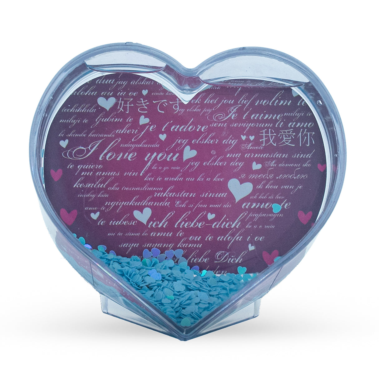 Father's Day Heart Shaped Clear Acrylic Plastic Water Globe Picture Frame in Clear color, Heart shape