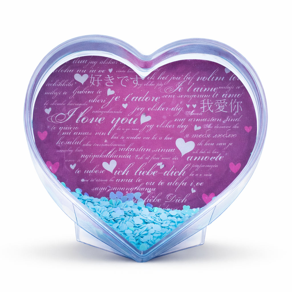 Father's Day Heart Shaped Clear Plastic Water Globe Picture Frame in Clear color Heart