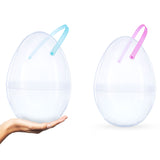 Clear Wonder: Set of 2 Transparent Jumbo Size Plastic Easter Eggs with Handles 10 Inches in Clear color, Oval shape