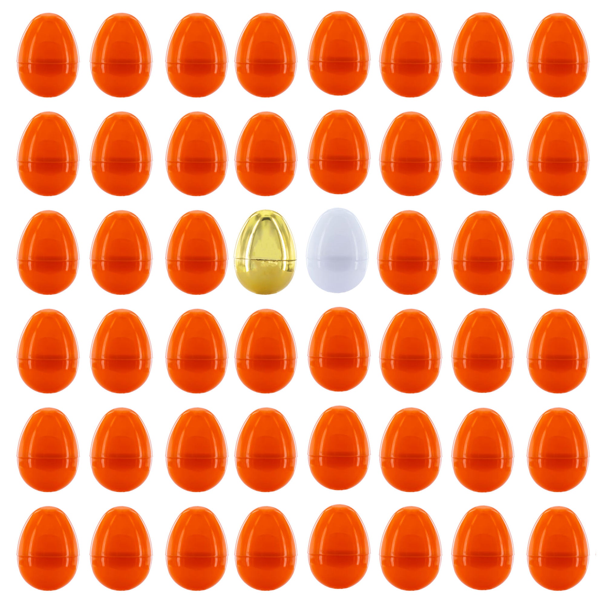 Set of 46 Orange, 1 Gold, and 1 White Plastic Easter Egg 2.25 Inches in Orange color Oval