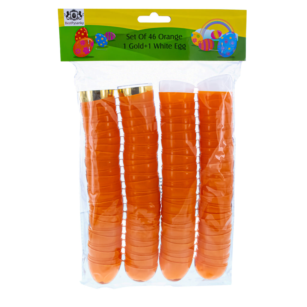 Set of 46 Orange, 1 Gold, and 1 White Plastic Easter Egg 2.25 InchesChina , dimensions in inches: 2.25 x 1.75 x 1.75