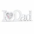 I Love Dad Heart-Shaped Plastic Photo Frame in White color
