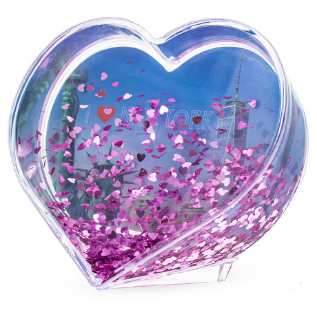 Heart Shape "I Love New York" Clear Plastic Water Globe Picture Frame in Clear color Heart