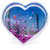 Heart Shape "I Love New York" Clear Plastic Water Globe Picture Frame , dimensions in inches: 3.5 x  x 3.8