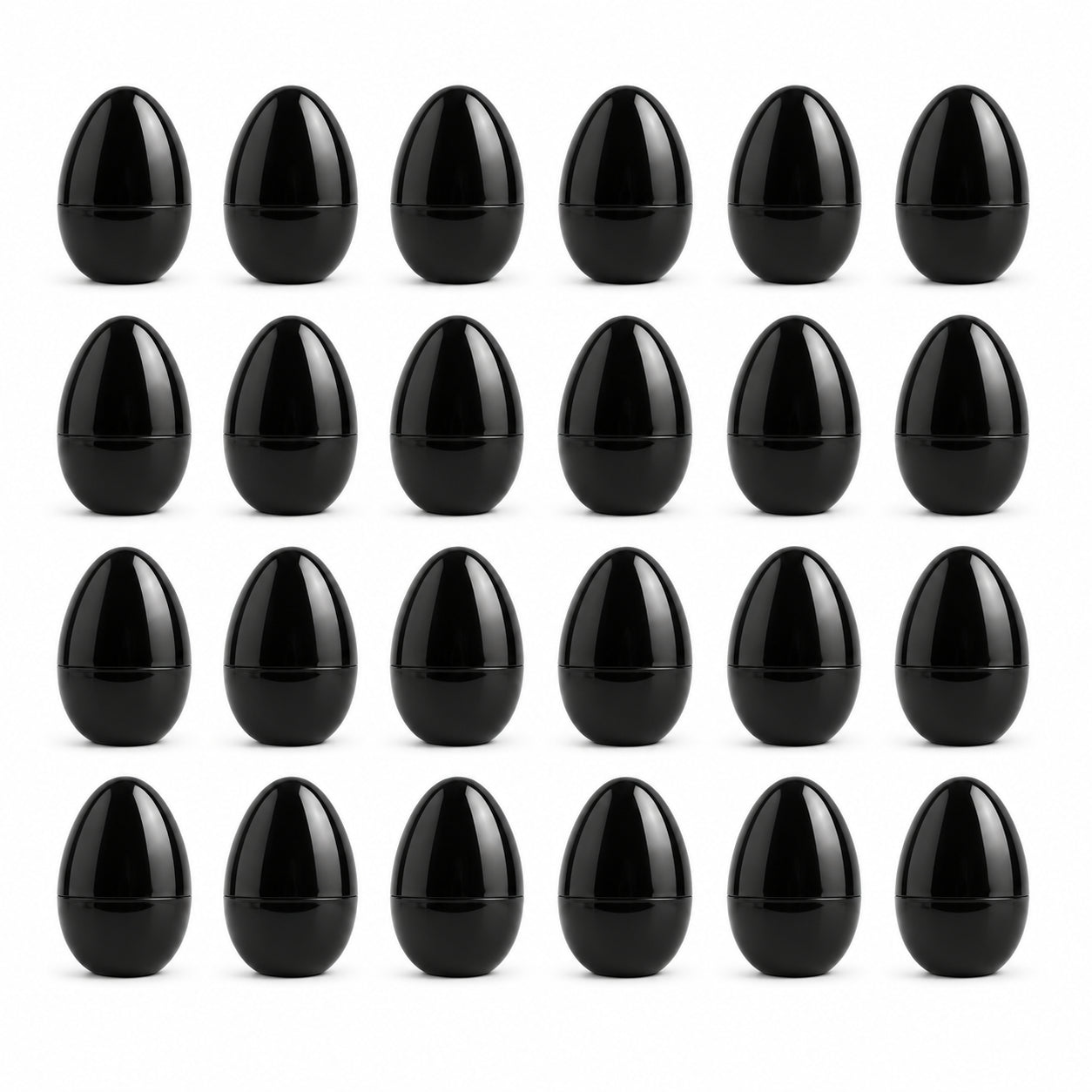 Set of 24 Shiny Glossy Black Plastic Easter Eggs 2.25 Inches in Black color Oval