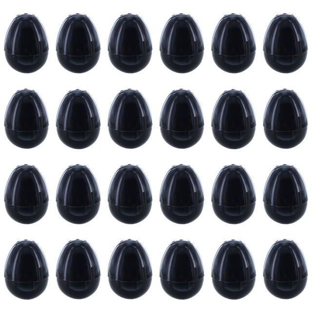 Plastic Set of 24 Shiny Glossy Black Plastic Easter Eggs, Each 2.25 Inches in Black color Oval