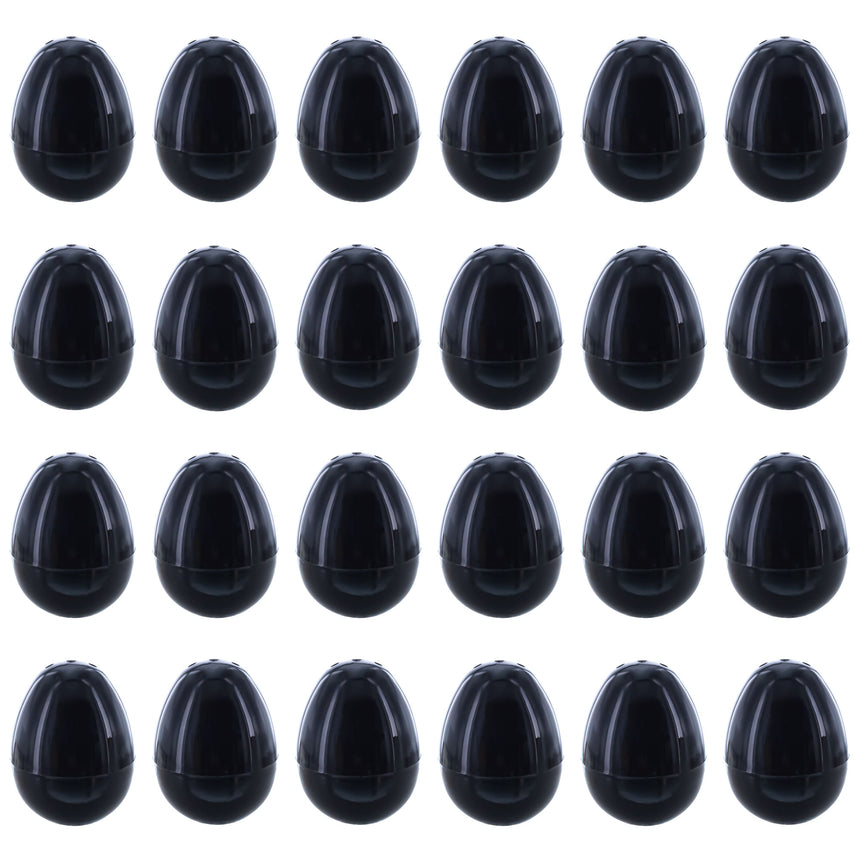 Plastic Set of 24 Shiny Glossy Black Plastic Easter Eggs, Each 2.25 Inches in Black color Oval