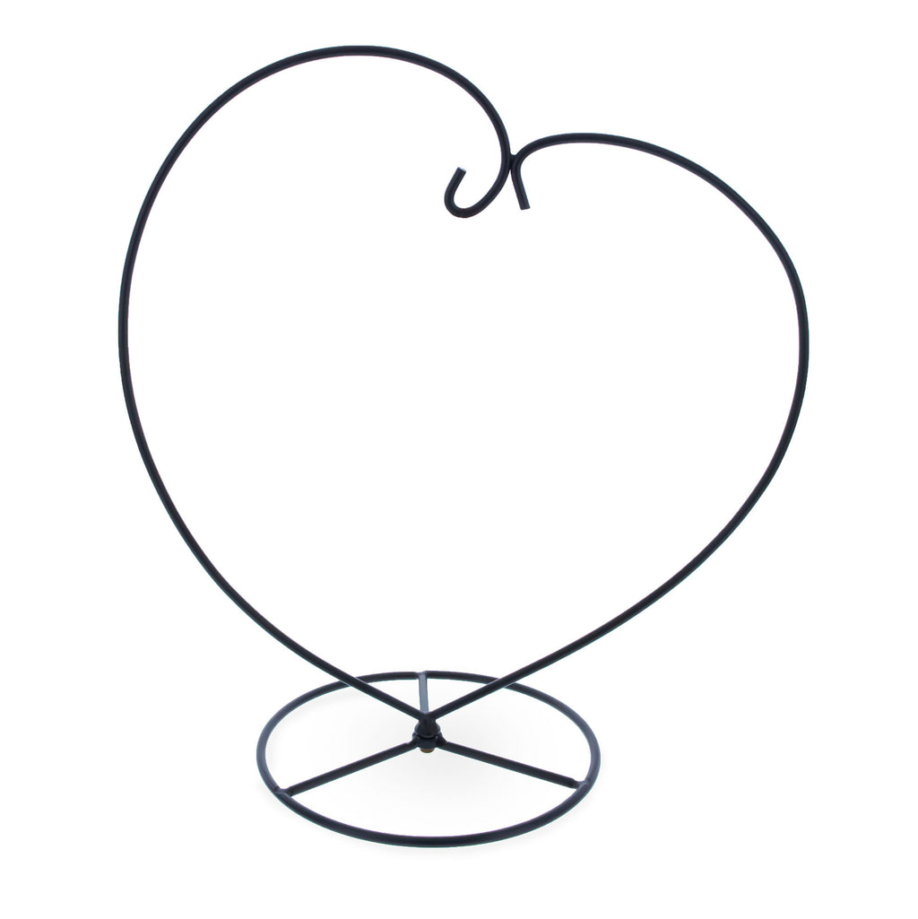 Heart-Shaped Hanging Photo Picture Frame and Black Metal Ornament Stand 9.75 Inches in Black color Heart