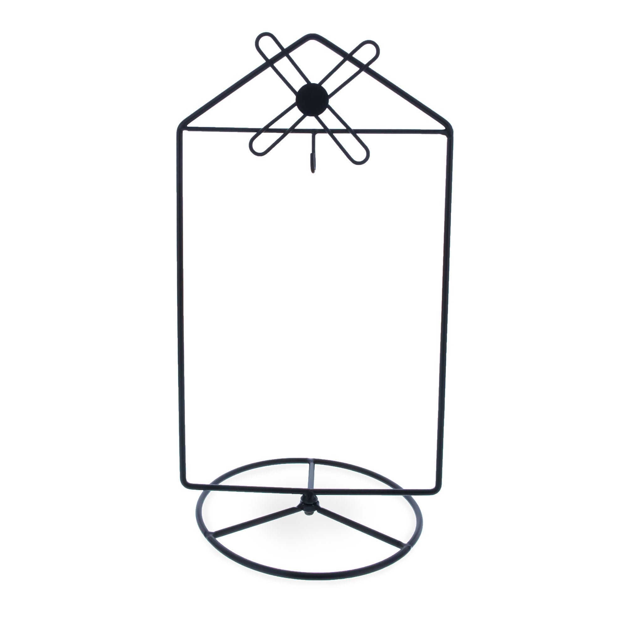 Black Windmill Roof House Hanging Photo Picture Frame and Metal Ornament Stand 10.15 Inches in Black color