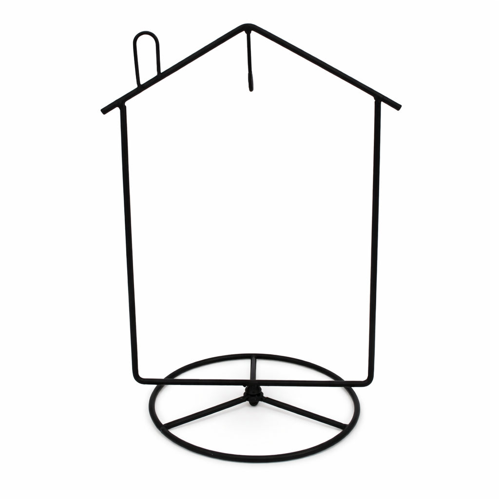 Black House-Shaped Hanging Photo Picture Frame and Metal Ornament Stand 8.7 Inches in Black color