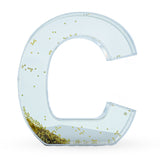 Plastic Letter C Glitter-Filled Acrylic Snow Globe in Clear color