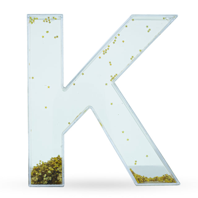 Letter K Glitter-Filled Acrylic Snow Globe in Clear color,  shape
