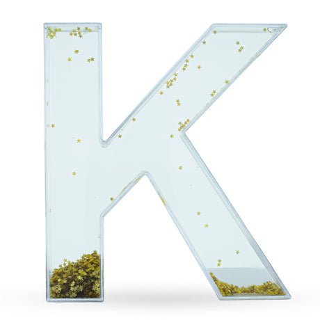 Plastic Letter K Glitter-Filled Acrylic Snow Globe in Clear color