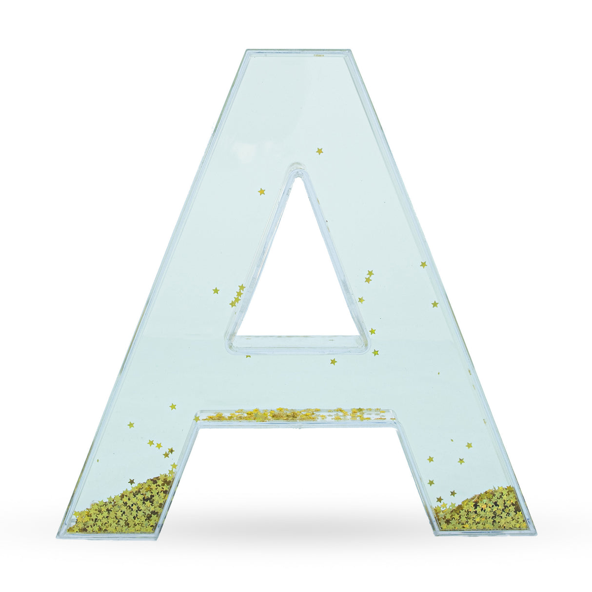 Letter A Glitter-Filled Acrylic Snow Globe in Clear color,  shape