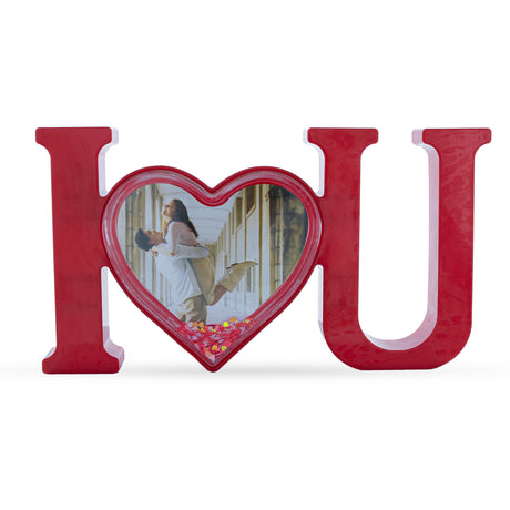 "I Love You" St. Valentine's Day White Plastic Picture Water Frame with LED Light in Red color,  shape