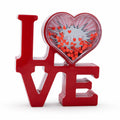 Red Love Sign in Heart Illuminated Plastic Picture Water Frame with LED Lights Romantic Valentine's Day Figurine in Red color