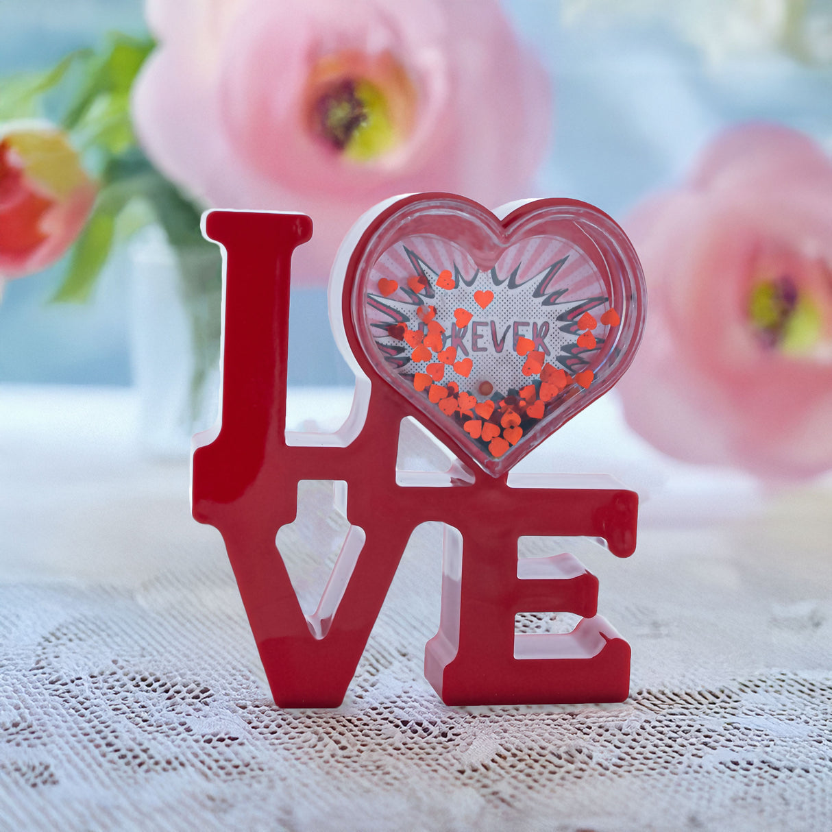 Love Illuminated: Red Plastic Picture Water Frame with LED Light in Red color,  shape