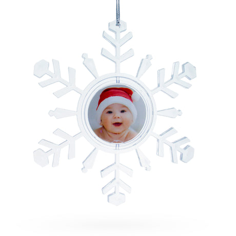 Plastic Clear Plastic Christmas Snowflake Frame Ornament: A Delicate Addition to Your Holiday Decor in Clear color Star