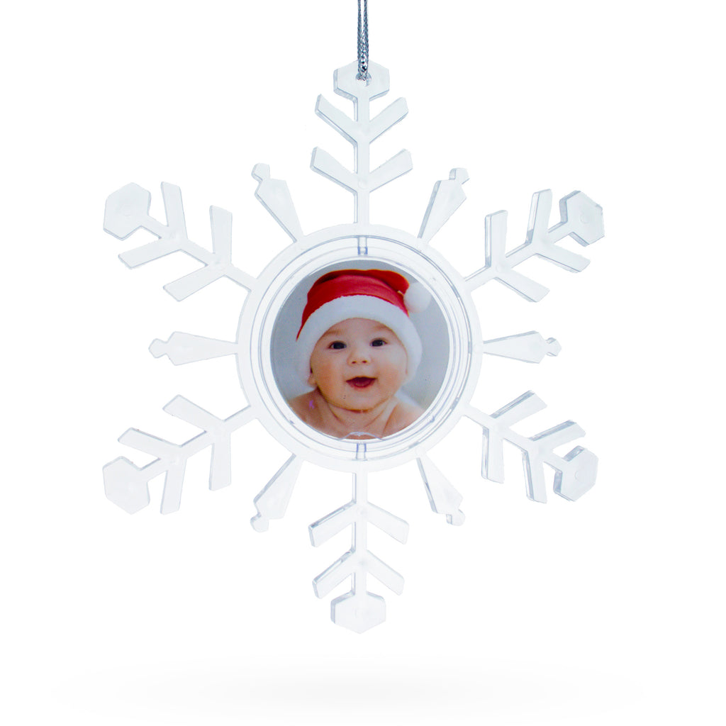 Clear Plastic Christmas Snowflake Frame Ornament in Clear color Star