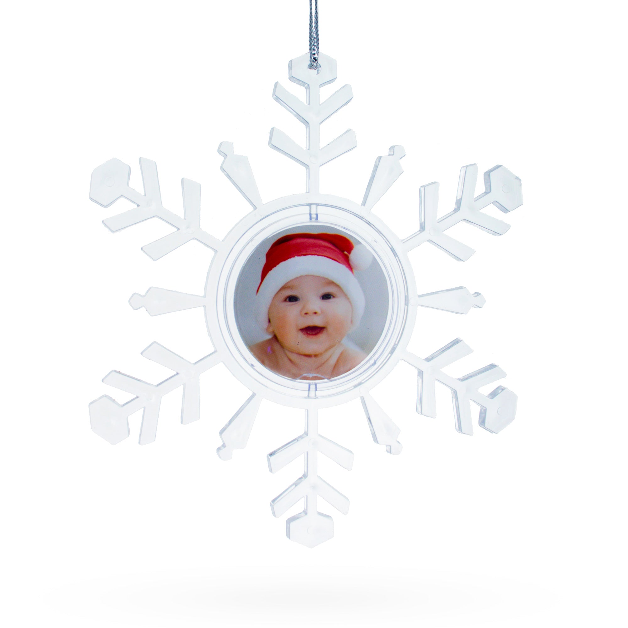 Clear Plastic Christmas Snowflake Frame Ornament in Clear color Star