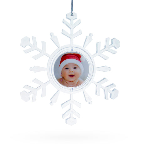 Clear Plastic Christmas Snowflake Frame Ornament in Clear color Star