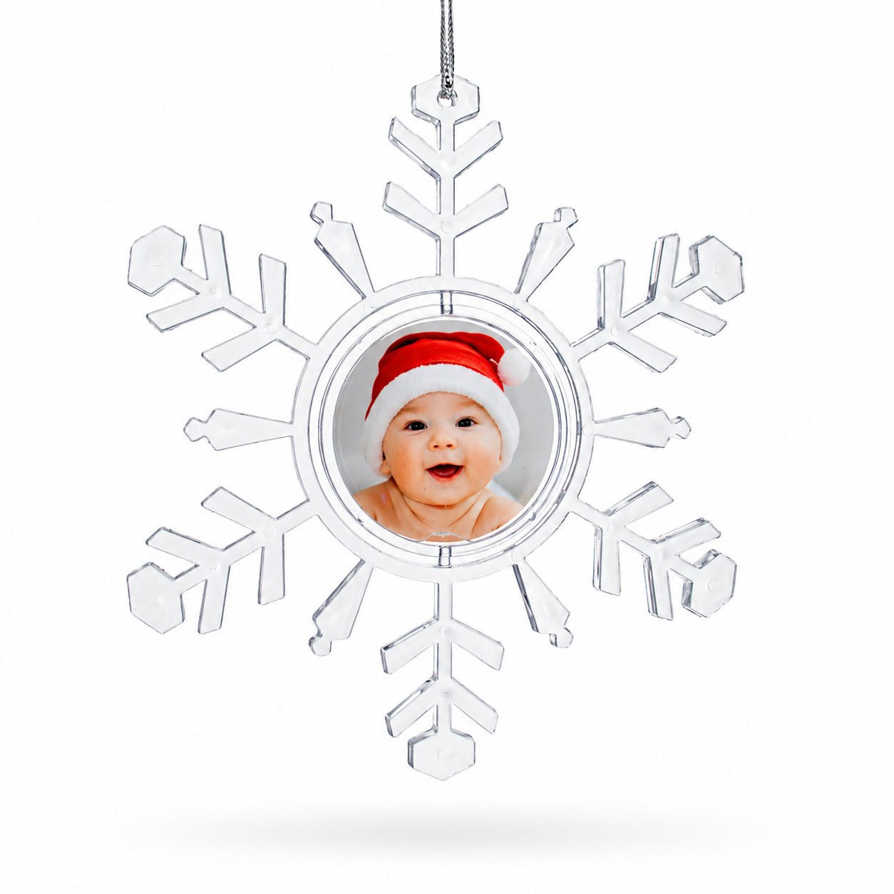 Clear Plastic Christmas Snowflake Frame Ornament in Clear color Star