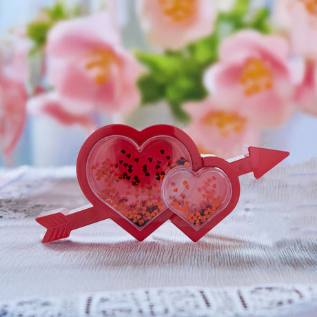 Plastic Valentine's Day Love Love Struck: Hearts with Arrow LED Plastic Water Picture Frame Figurine in White color