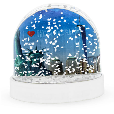 New York City (NYC) Snowy Skyline Clear Acrylic Plastic Water Globe Picture Frame in Clear color
